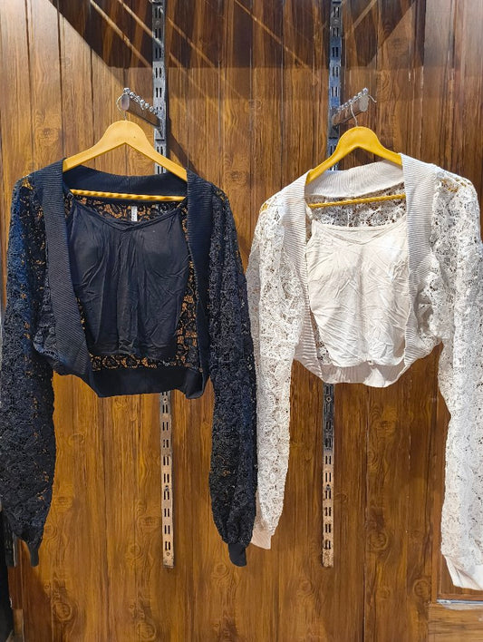 Lace Crop Cardigans top with jacket