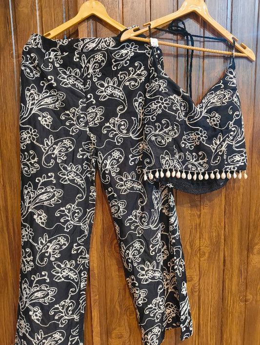 Floral Print Crop Top and Pants Set
