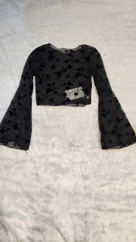 Black Star Print Crop Top