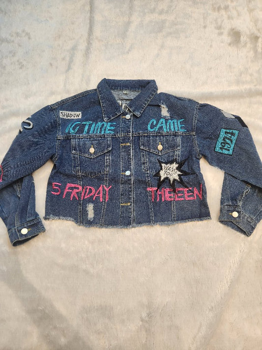 Embroidered Cropped Denim Jacket