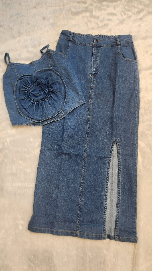 Denim Skirt and Top Set