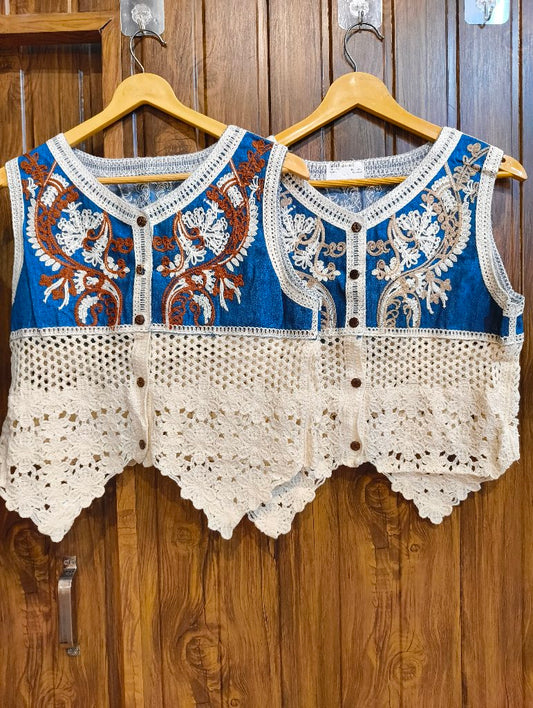 Embroidered Crochet Top