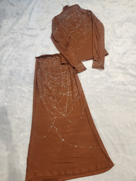 Elegant Brown Two-Piece Set
