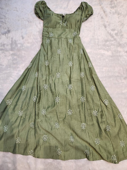 Embroidered Green Dress