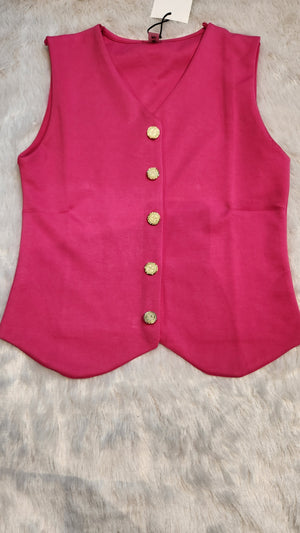 Sleeveless Button-Up Vest