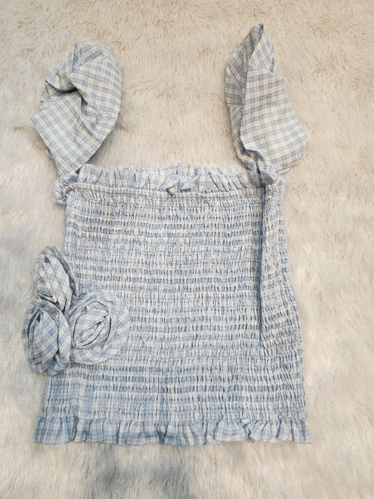 Smocked Blue Gingham Top