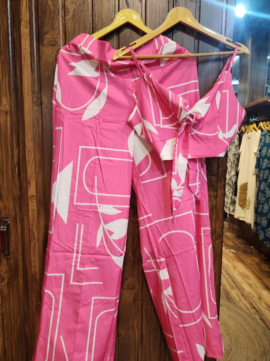 Pink Printed Two-Piece Set