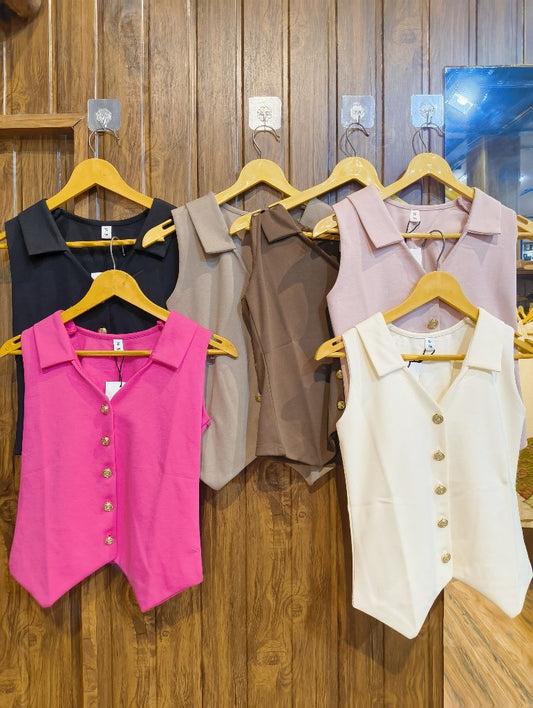 Button-Up Sleeveless Top