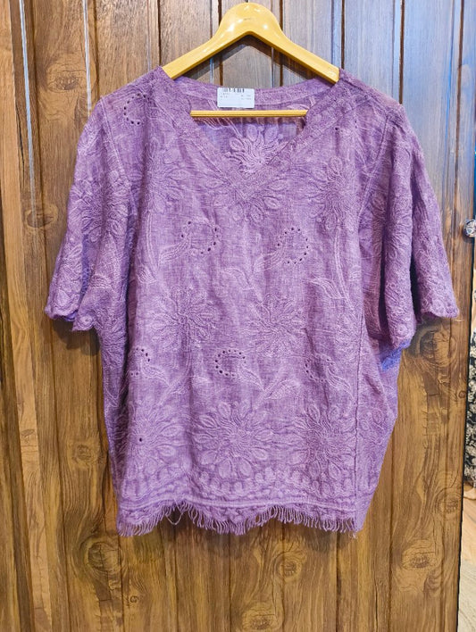 Embroidered Short Sleeve Tops