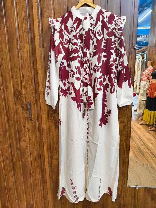 Floral Print Long Dress with belt