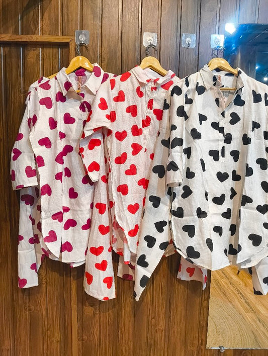 Heart Print Overshirt