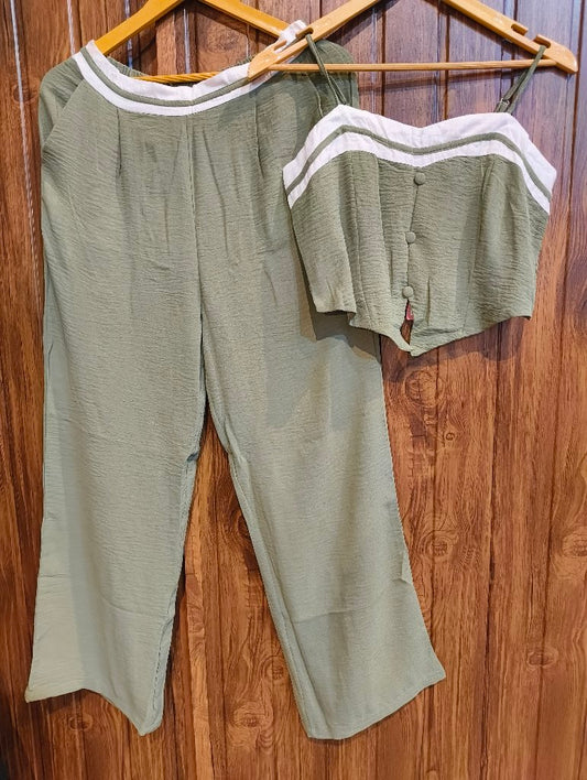Women's Casual Set with Striped Top and Pants