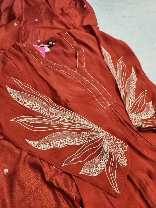 Embroidered Kurta, Pant with Dupatta