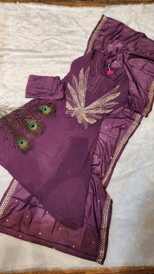 Embroidered Purple Traditional Dress
