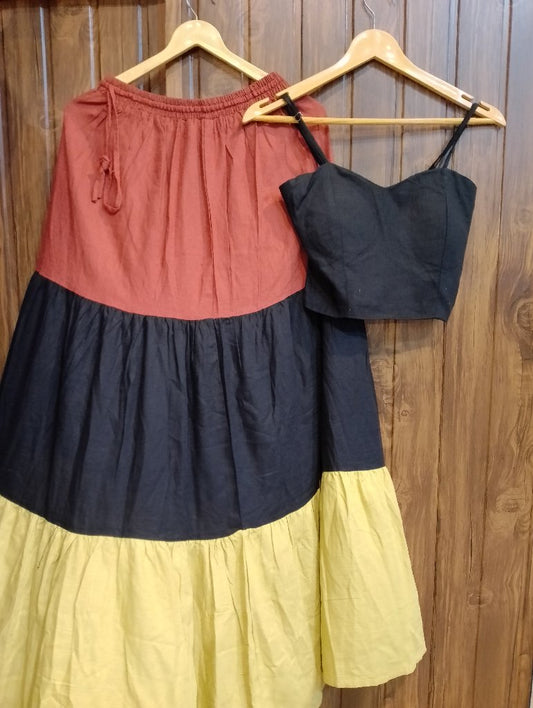Colorful Two-Piece Skirt and Top Set