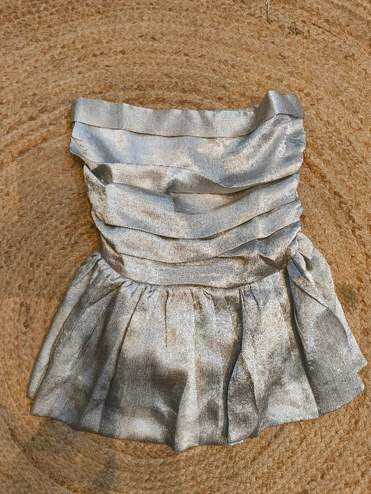Silver Ruffled Top