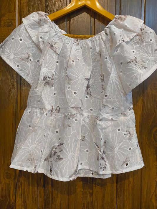 Embroidered Off-Shoulder Top